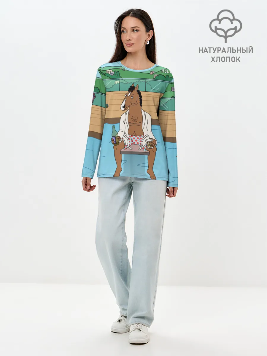 Лонгслив женский. Хлопок / Конь БоДжек