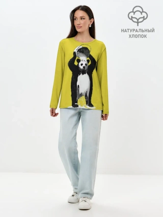 Лонгслив женский. Хлопок / панда