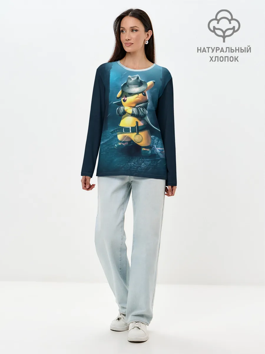 Лонгслив женский. Хлопок / Пикачу Холмс