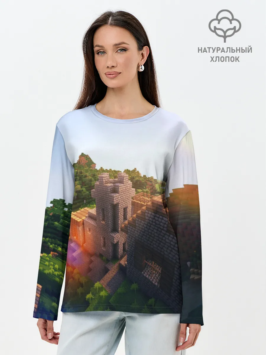 Лонгслив женский. Хлопок / Minecraft