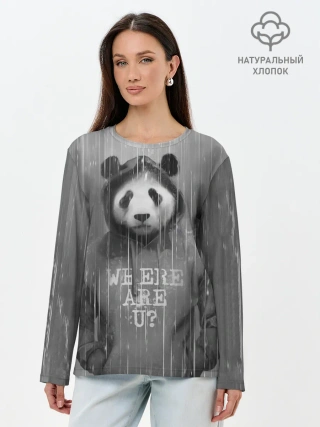 Лонгслив женский. Хлопок / Панда