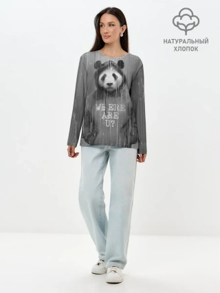 Лонгслив женский. Хлопок / Панда