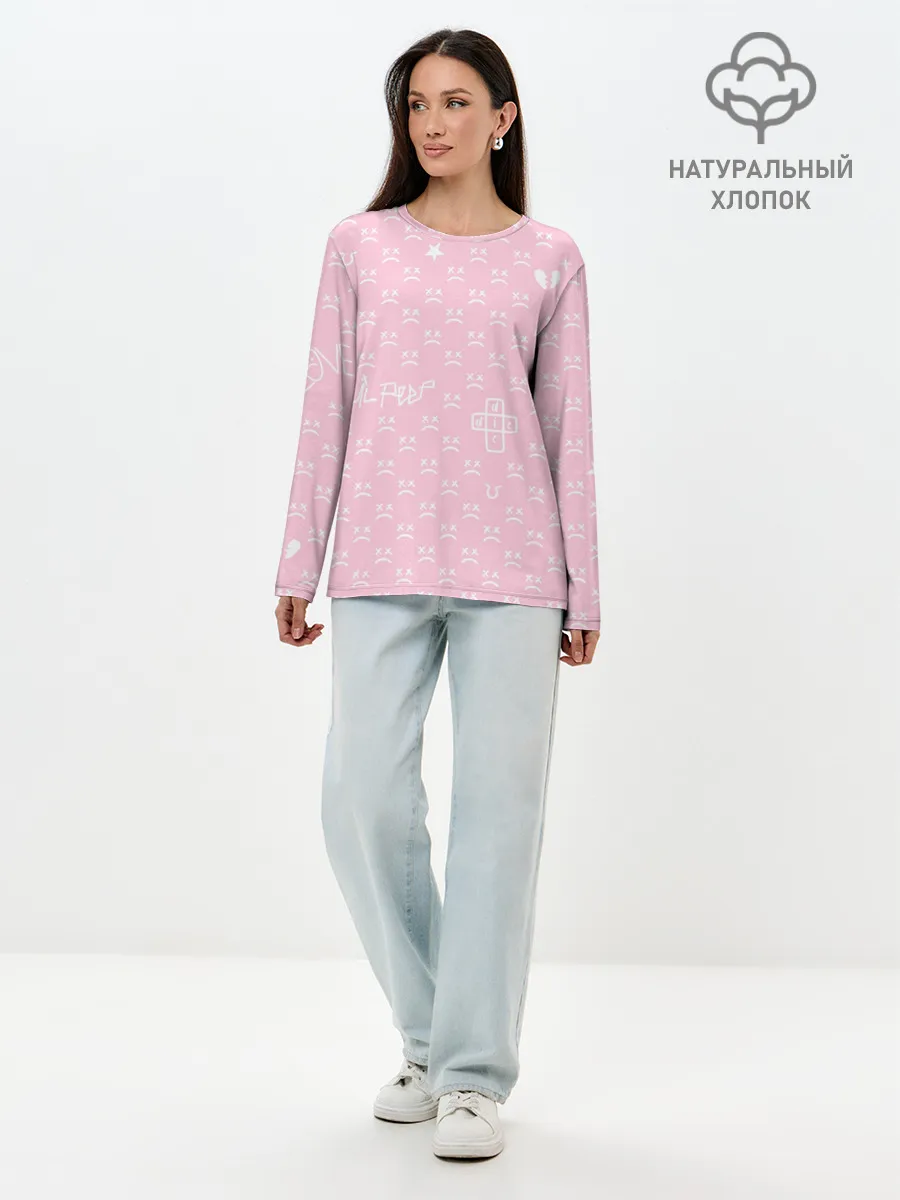 Лонгслив женский. Хлопок / Lil Peep pink pattern