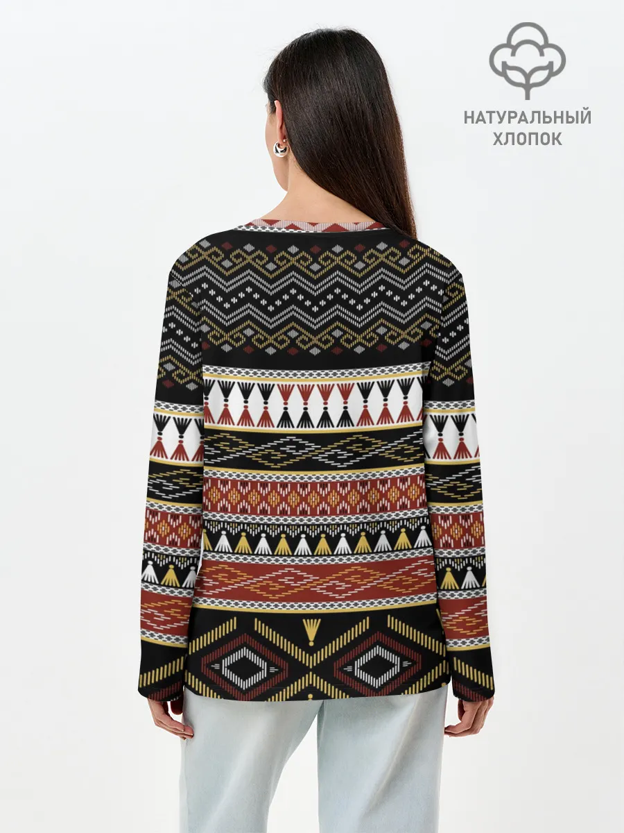 Лонгслив женский. Хлопок / Этническая африка