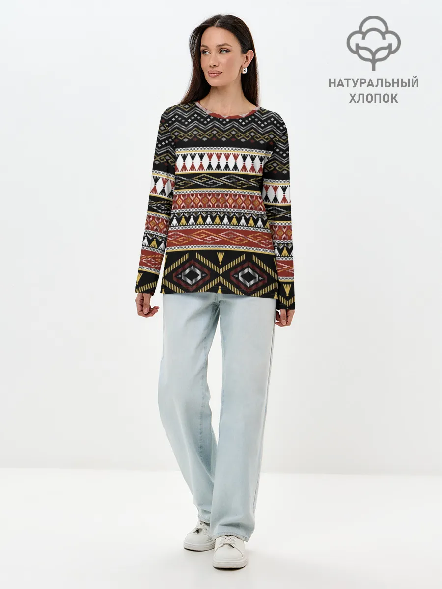 Лонгслив женский. Хлопок / Этническая африка