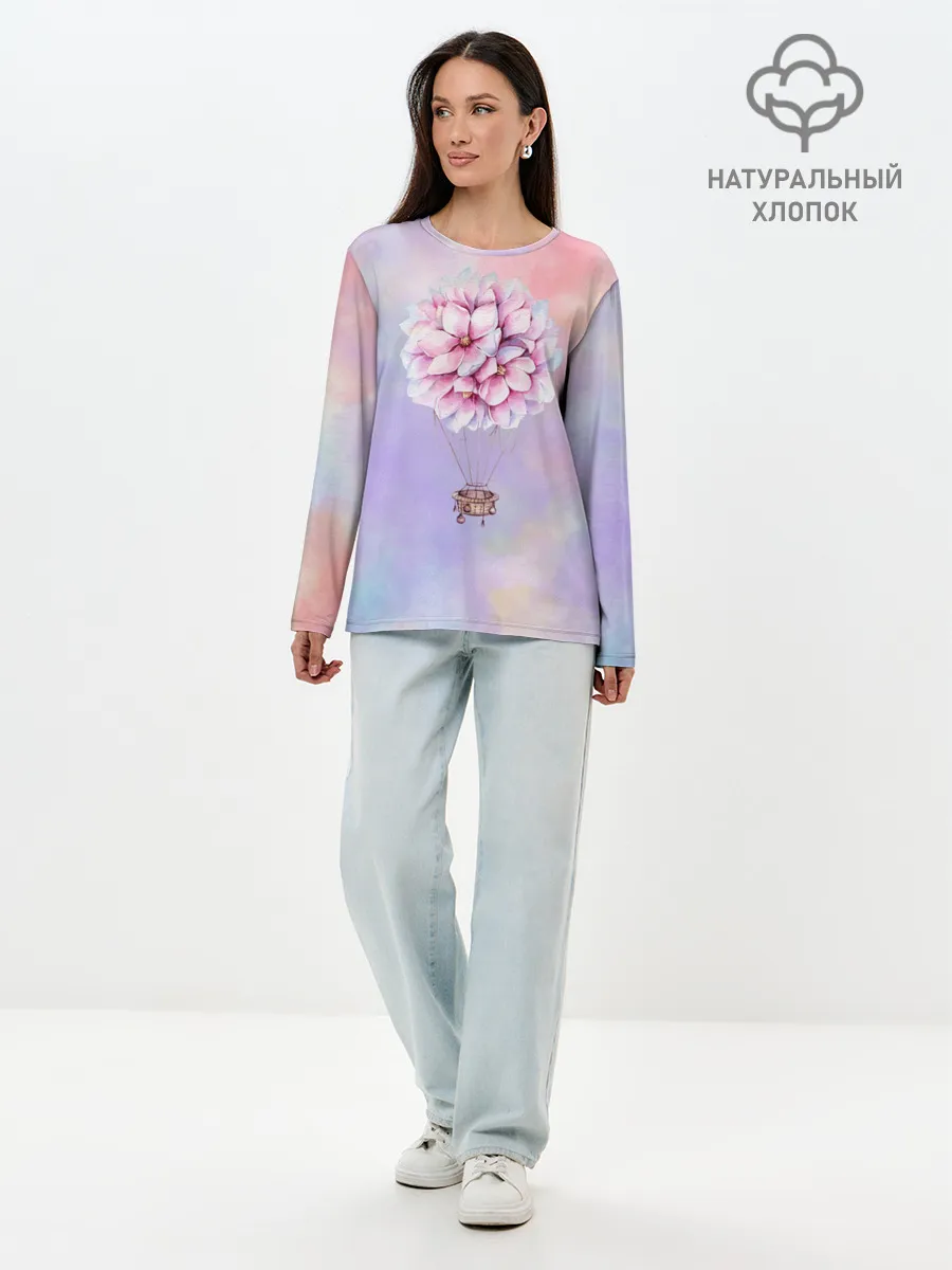 Лонгслив женский. Хлопок / Нежный Воздушный Шар