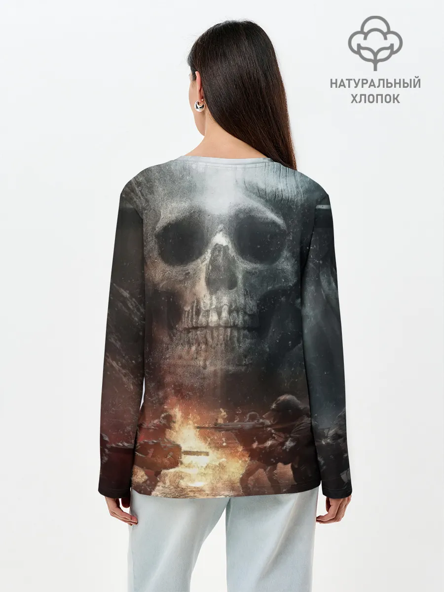 Лонгслив женский. Хлопок / Battlefield Череп