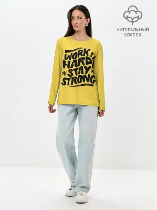Лонгслив женский. Хлопок / Work hard