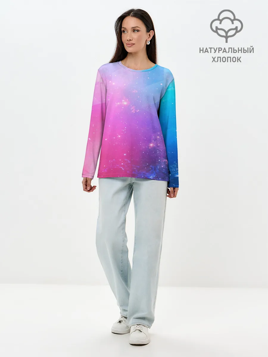 Лонгслив женский. Хлопок / Абстракция Блеск Градиент