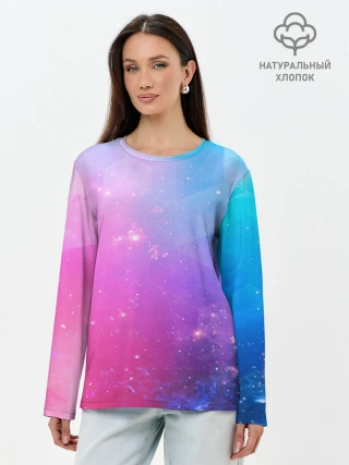 Лонгслив женский. Хлопок / Абстракция Блеск Градиент