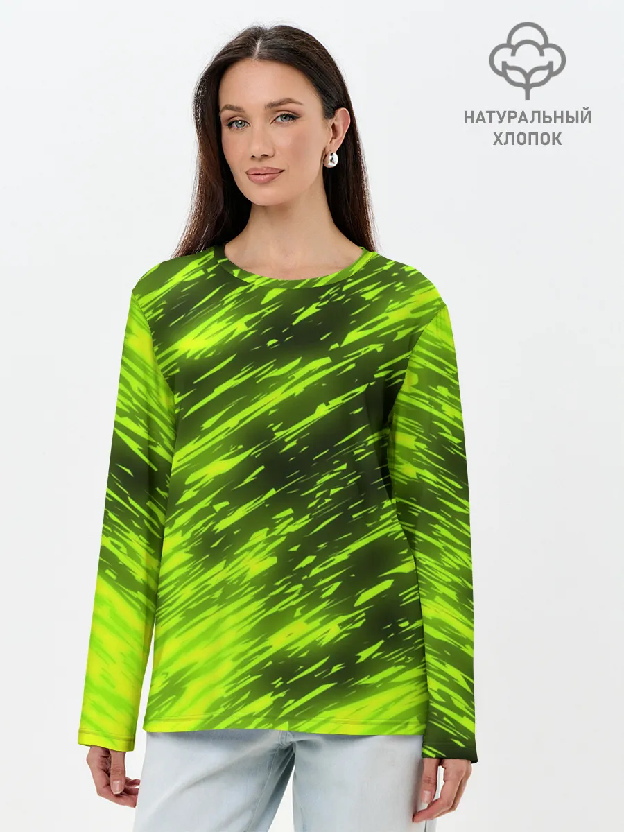 Лонгслив женский. Хлопок / ЗЕЛЕНЫЙ ОГОНЬ
