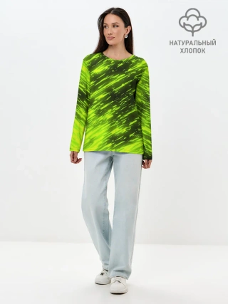Лонгслив женский. Хлопок / ЗЕЛЕНЫЙ ОГОНЬ