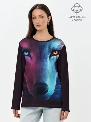 Лонгслив женский. Хлопок / NEON WOLF | НЕОНОВЫЙ ВОЛК