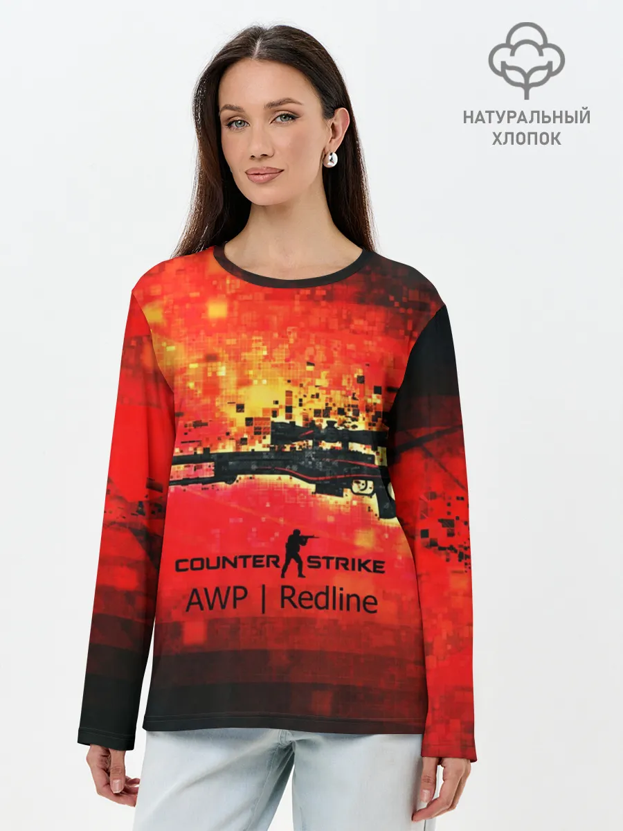 Лонгслив женский. Хлопок / cs go:AWP:Red Line