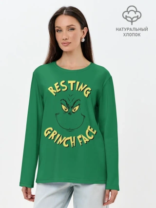 Лонгслив женский. Хлопок / Resting Grinch Face