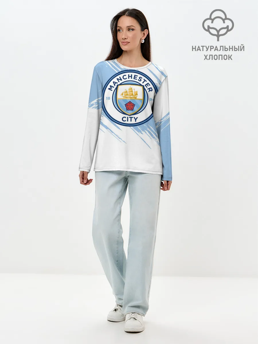 Лонгслив женский. Хлопок / Манчестер Сити