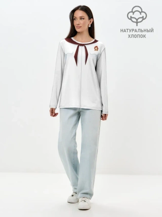 Лонгслив женский. Хлопок / Форма пионера бесконечное лето