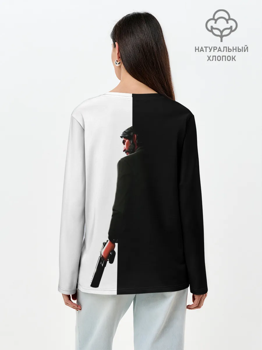 Лонгслив женский. Хлопок / The Reaper Half Black Fortnite