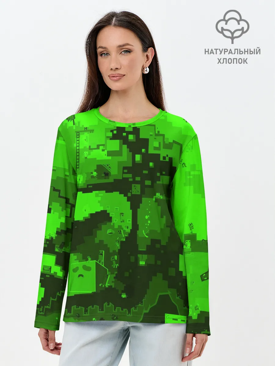 Лонгслив женский. Хлопок / Minecraft