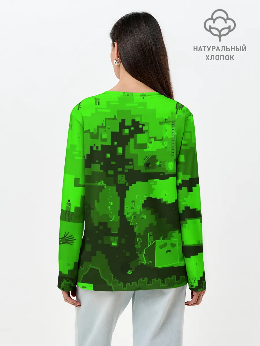 Лонгслив женский. Хлопок / Minecraft