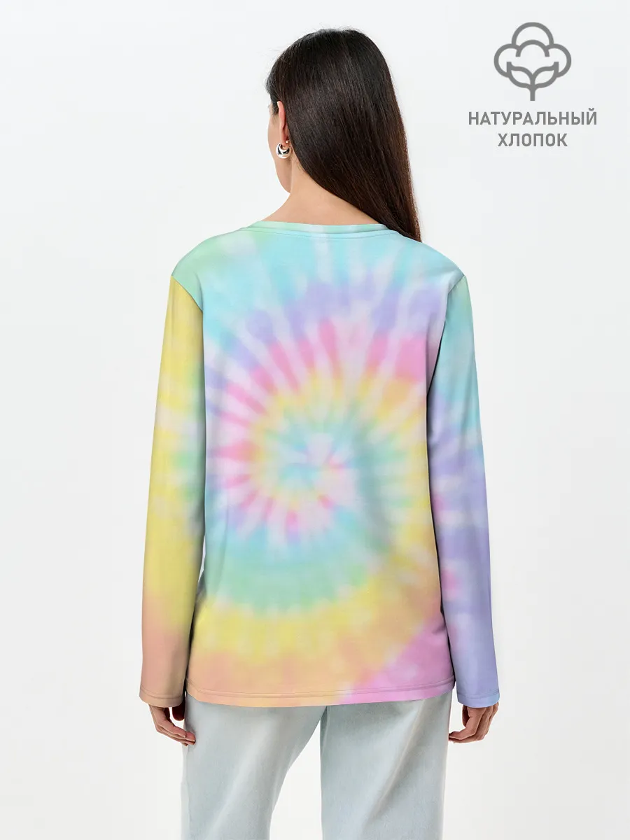Лонгслив женский. Хлопок / Pastel Tie Dye