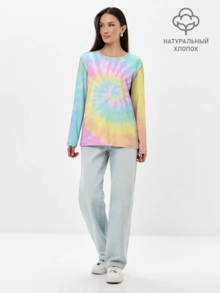 Лонгслив женский. Хлопок / Pastel Tie Dye