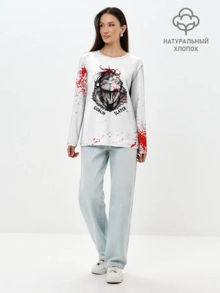 Лонгслив женский. Хлопок / Маска Убийцы Гоблинов