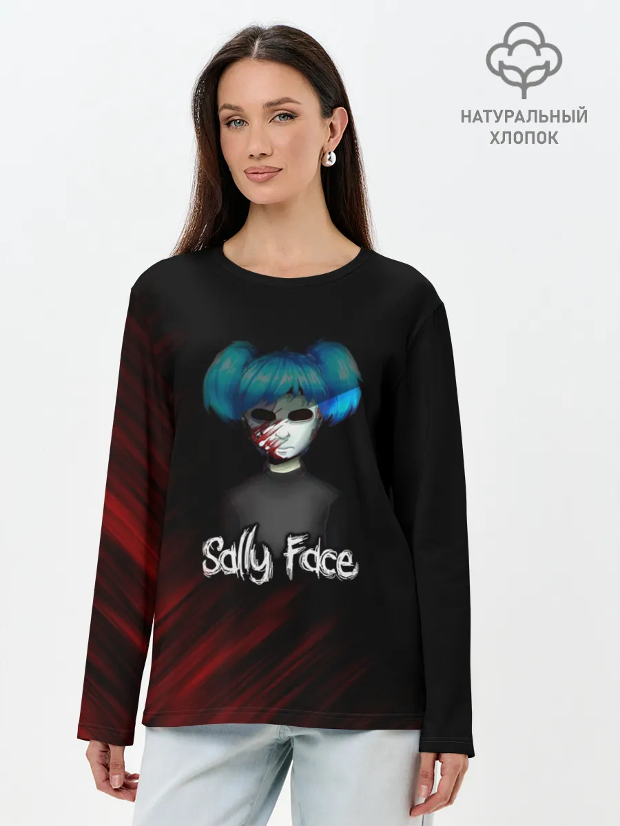 Лонгслив женский. Хлопок / Sally Face окровавленное лицо