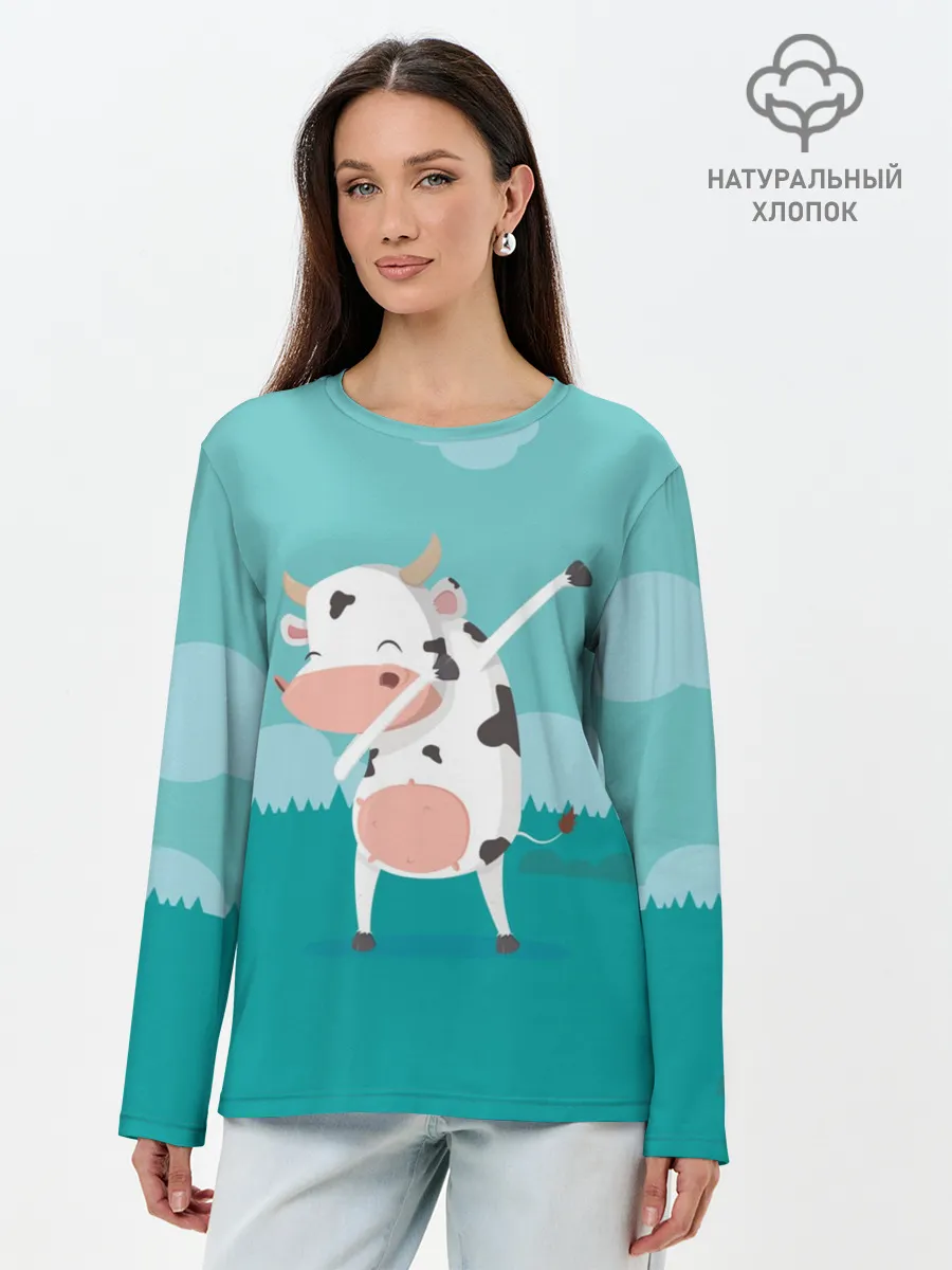 Лонгслив женский. Хлопок / DAB Корова