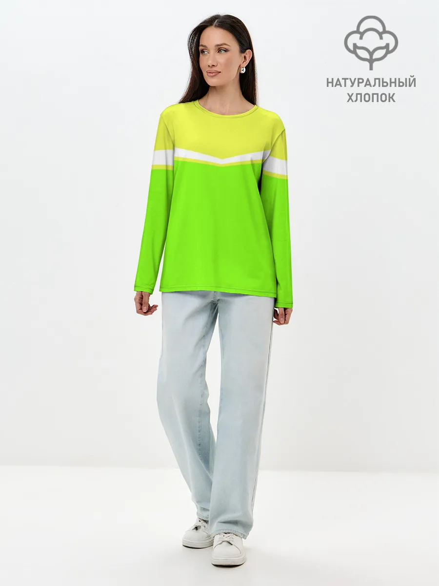 Лонгслив женский. Хлопок / Угол зеленый