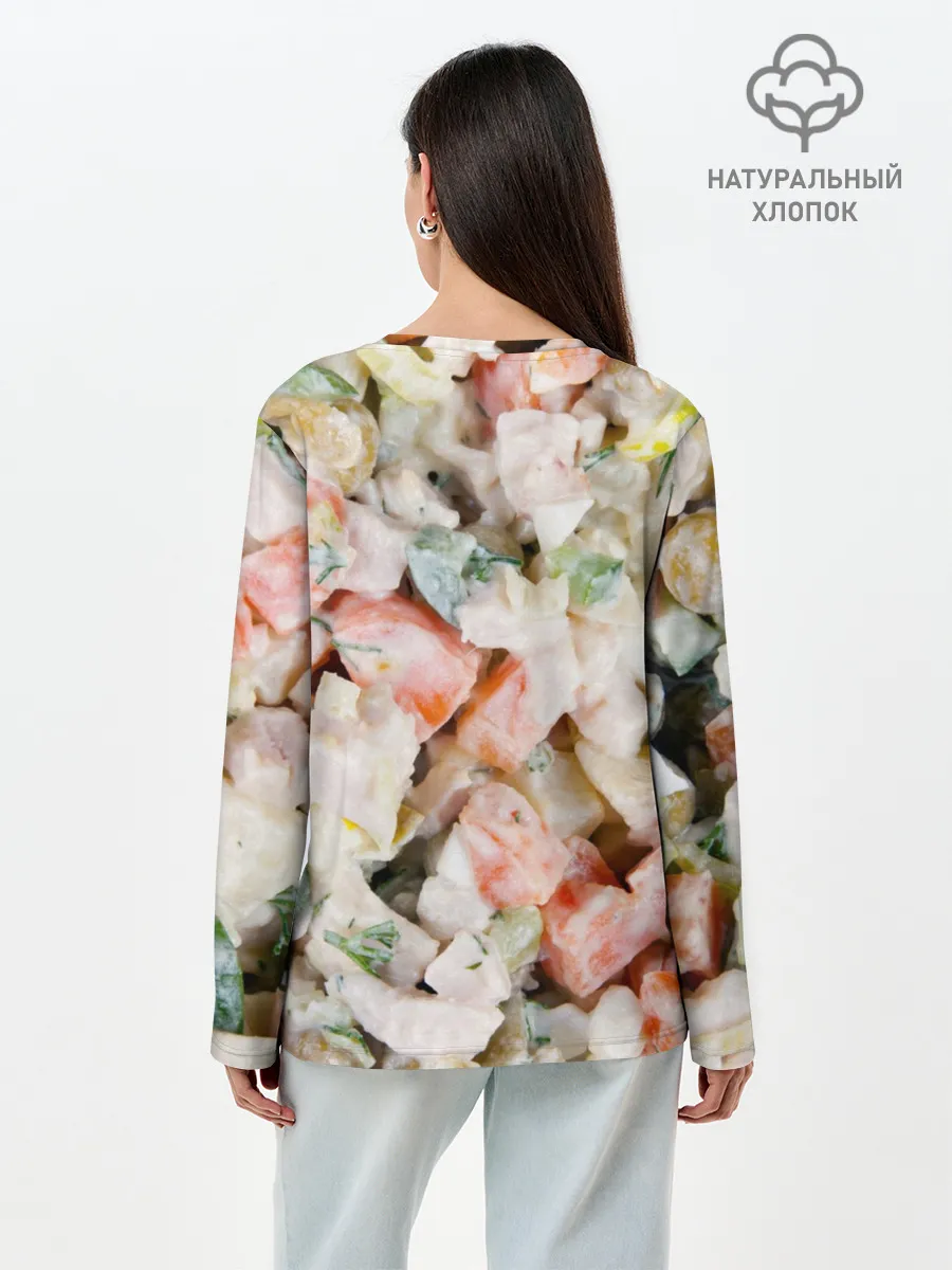 Лонгслив женский. Хлопок / Оливье