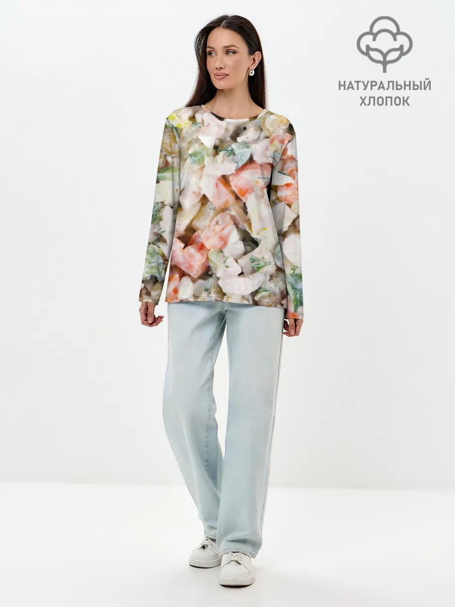 Лонгслив женский. Хлопок / Оливье