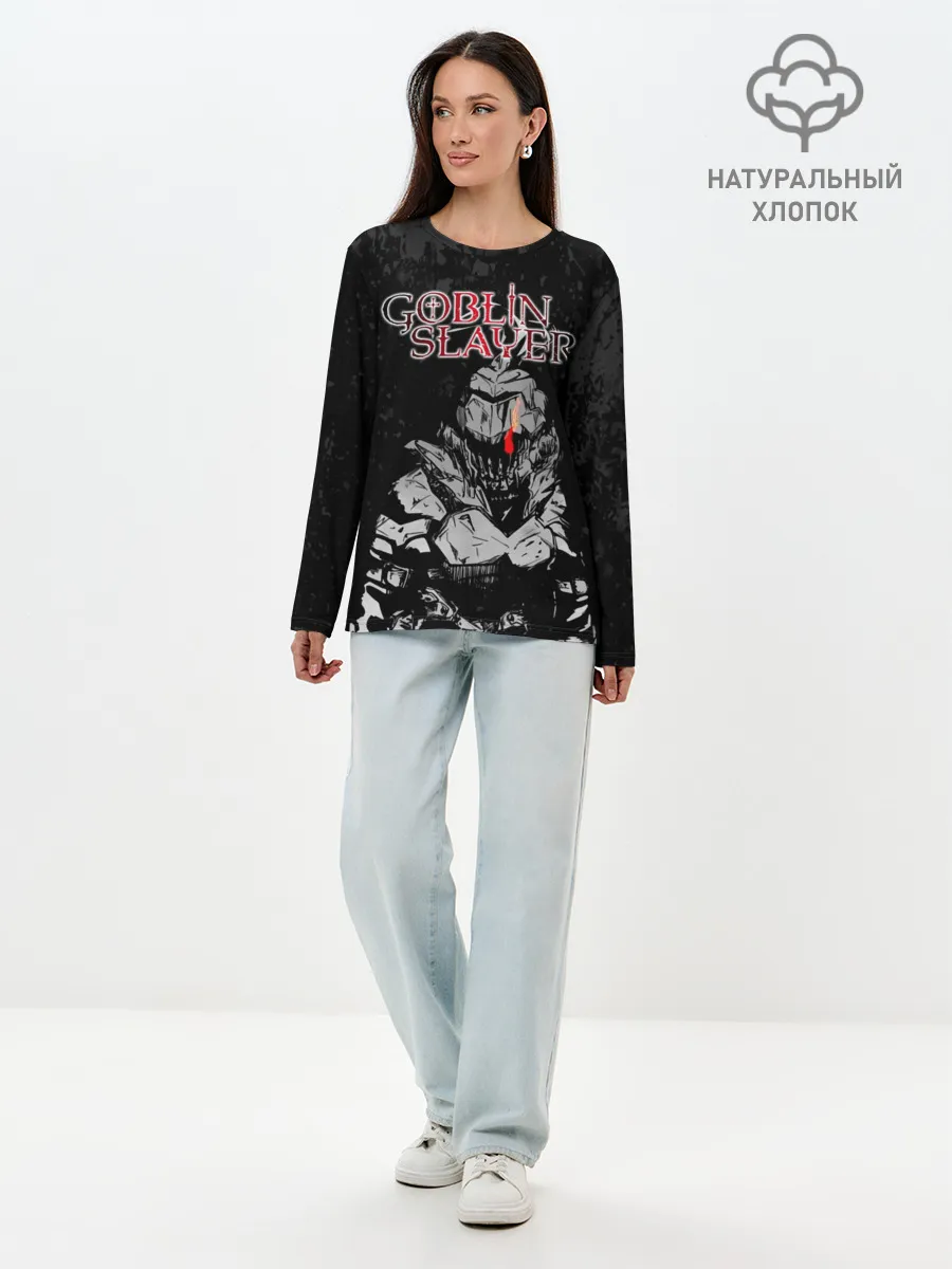 Лонгслив женский. Хлопок / Goblin Slayer black background