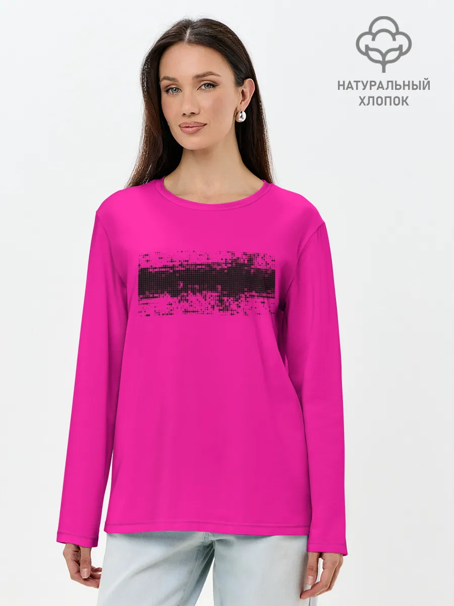 Лонгслив женский. Хлопок / Гранж розовый