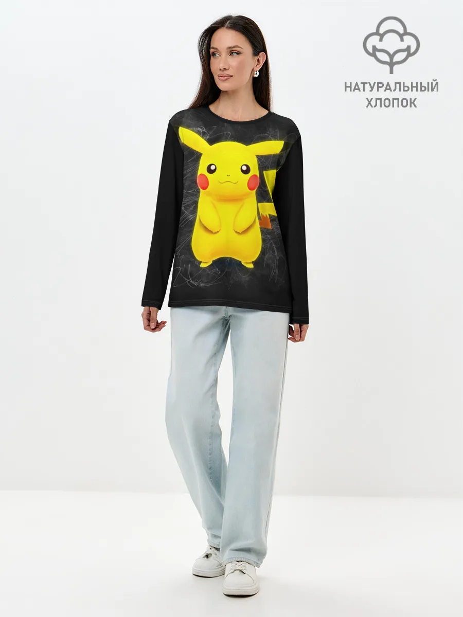 Лонгслив женский. Хлопок / Покемон Пикачу