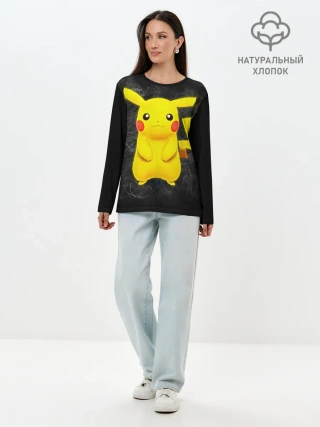 Лонгслив женский. Хлопок / Покемон Пикачу