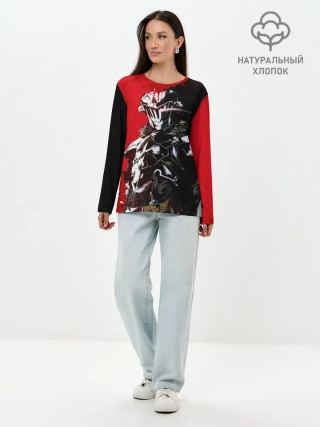 Лонгслив женский. Хлопок / Goblin Slayer red and black