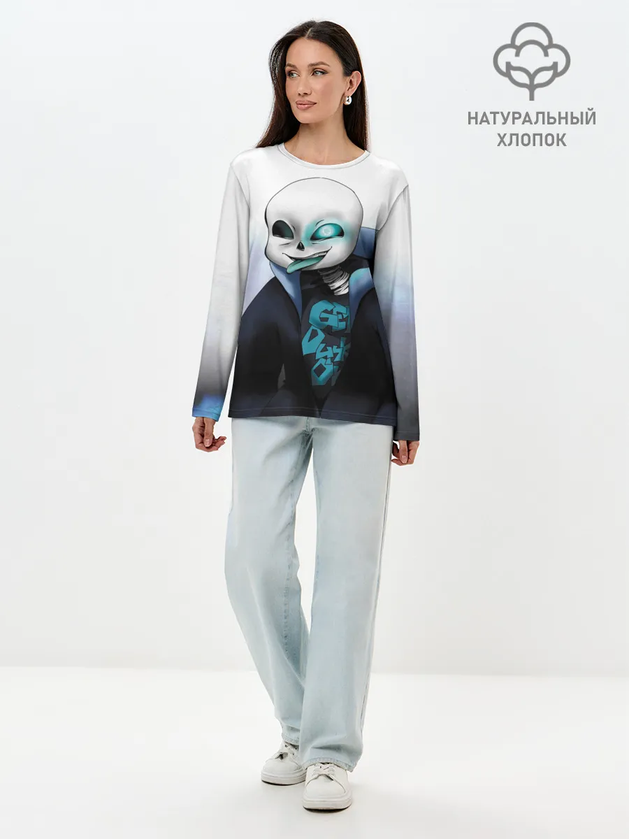 Лонгслив женский. Хлопок / Скелет