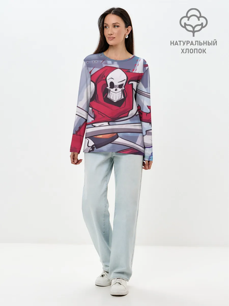Лонгслив женский. Хлопок / Скелет