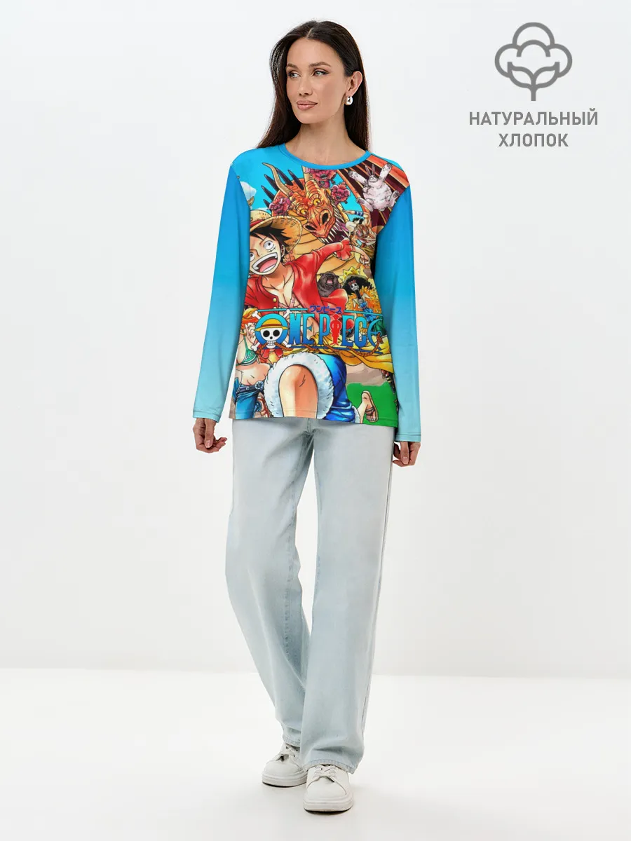 Лонгслив женский. Хлопок / куча мала One Piece