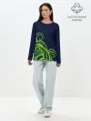 Лонгслив женский. Хлопок / Кислотный осьминожка