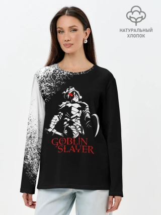 Лонгслив женский. Хлопок / Убийца Гоблинов черно-белый