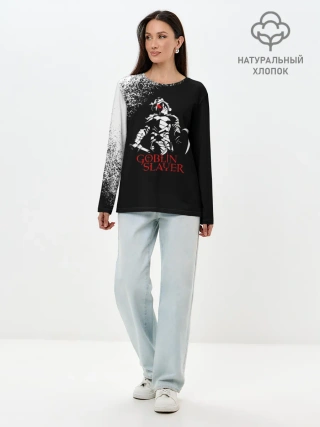 Лонгслив женский. Хлопок / Убийца Гоблинов черно-белый