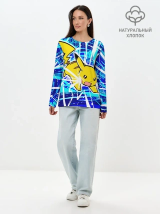 Лонгслив женский. Хлопок / Пикачу