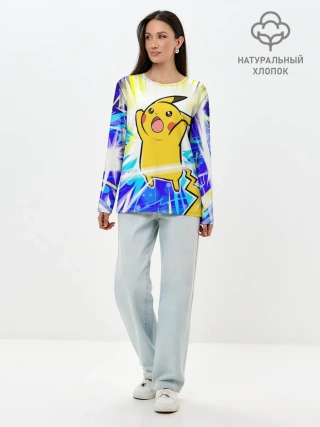 Лонгслив женский. Хлопок / Пикачу