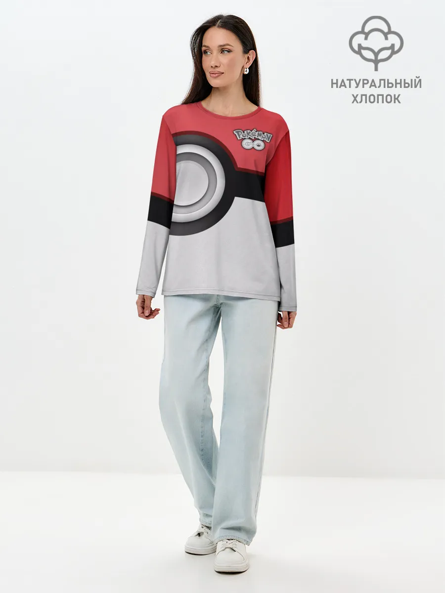 Лонгслив женский. Хлопок / Pokemon GO