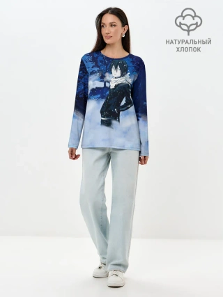 Лонгслив женский. Хлопок / Снежный Ято. БЕЗДОМНЫЙ БОГ