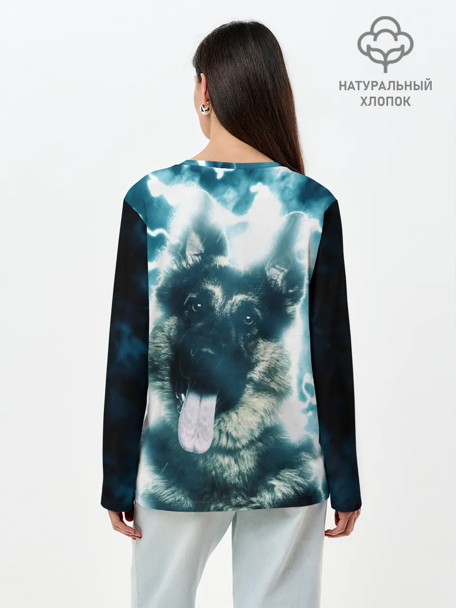 Лонгслив женский. Хлопок / Немецкая овчарка