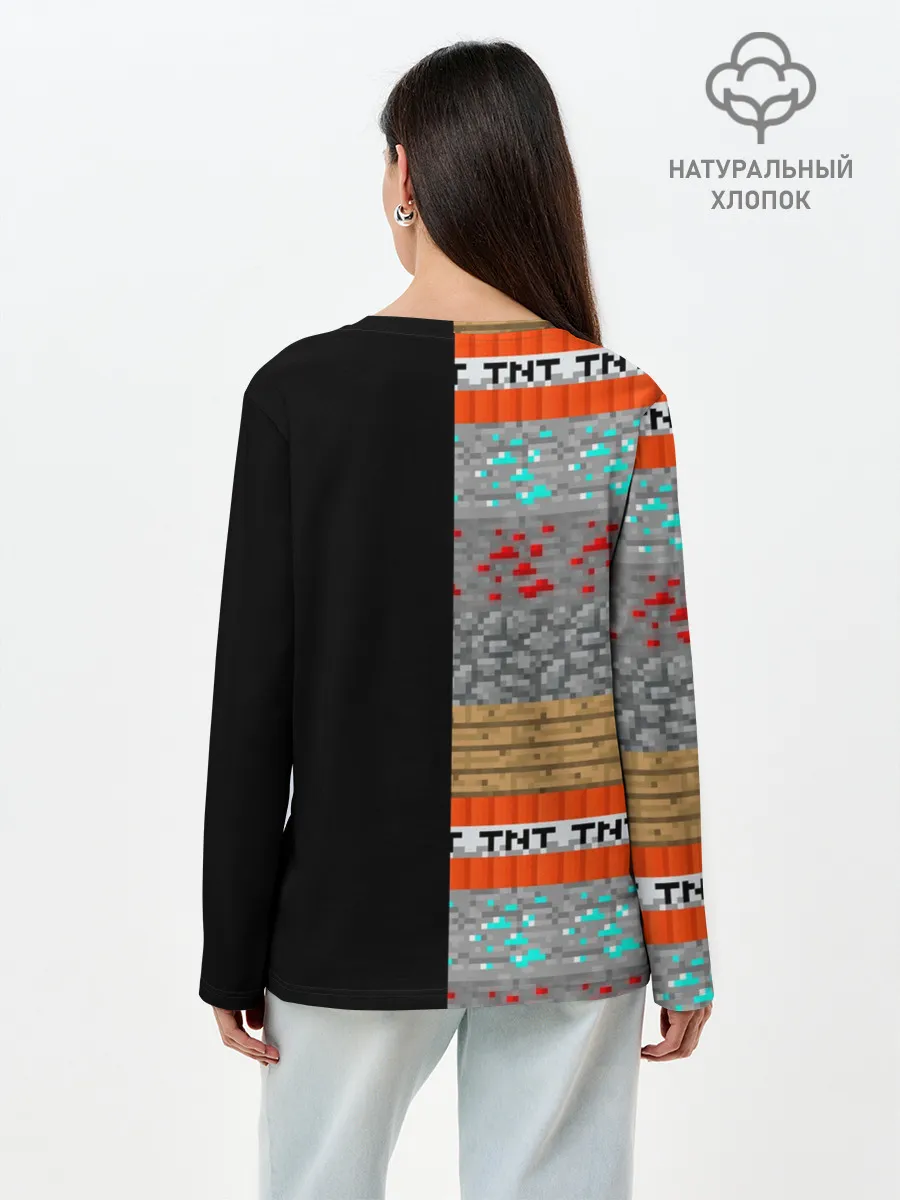 Лонгслив женский. Хлопок / Minecraft