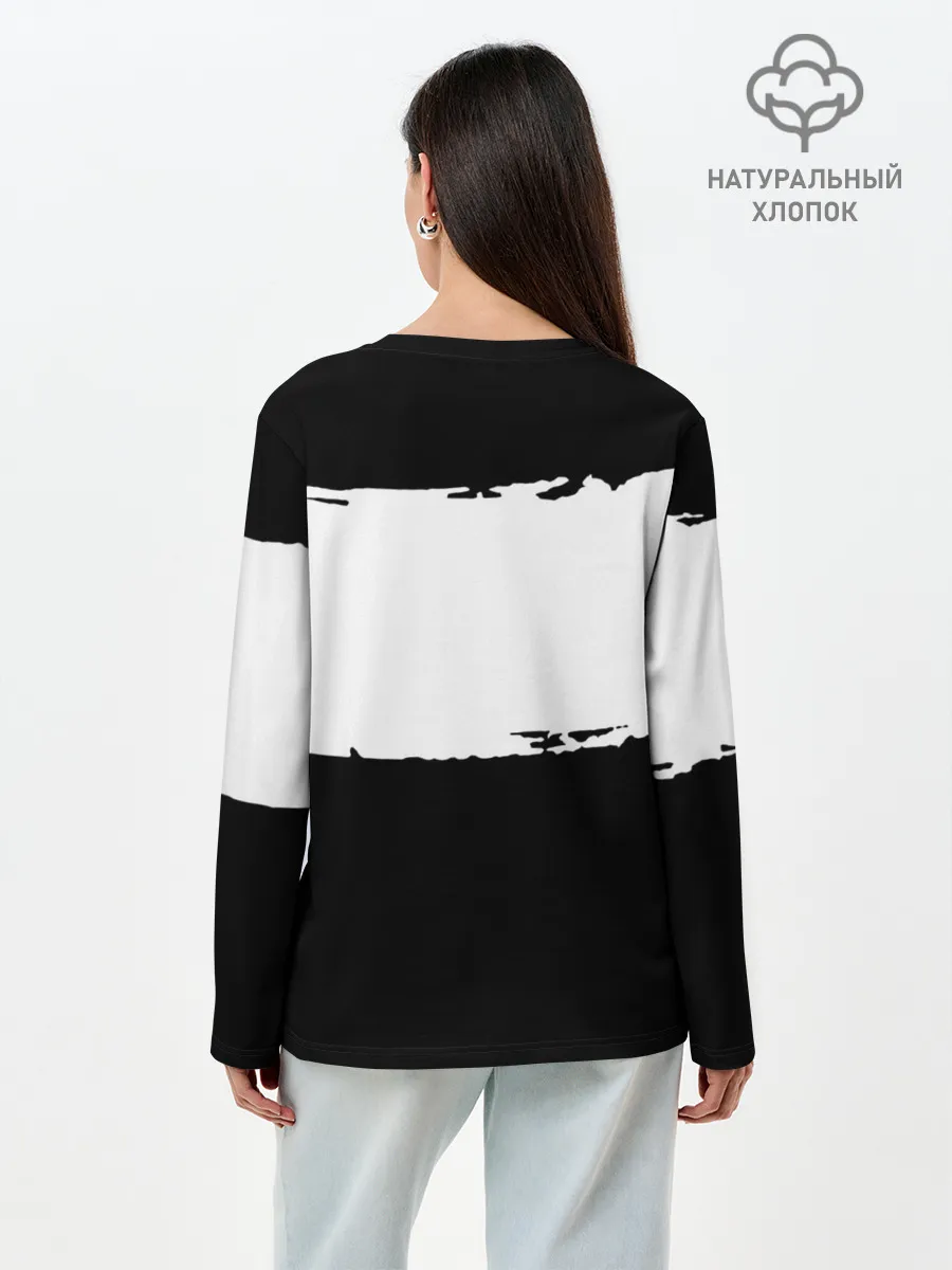 Лонгслив женский. Хлопок / БЕЗДОМНЫЙ БОГ. Белый отрывок